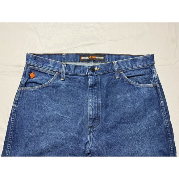 Wrangler FR 13 Original Men's Straight Leg Blue Denim Jeans - Size 36x29.5 - Picture 5 of 8